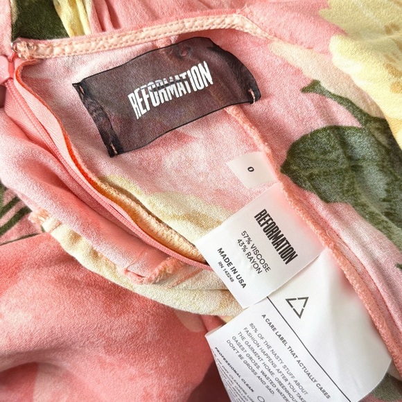 REFORMATION Floral Cloud Print Square Neck Sleeveless Crisscross Back Dress 0 - Picture 5 of 7